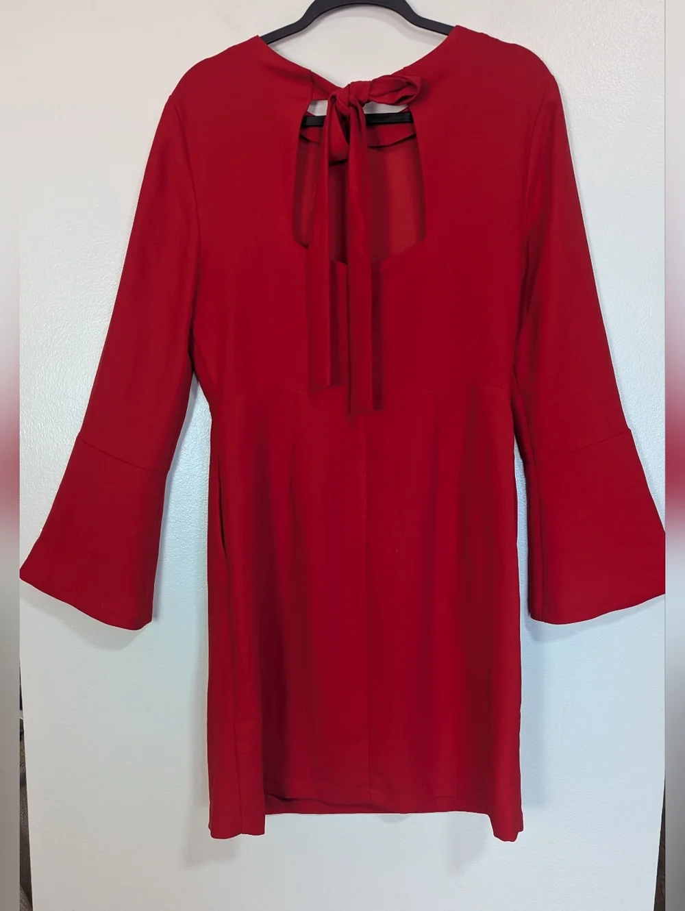 🌸Banana Republic Red Bell Sleeve Knee Length Shift‎ Dress With Pockets Size 6